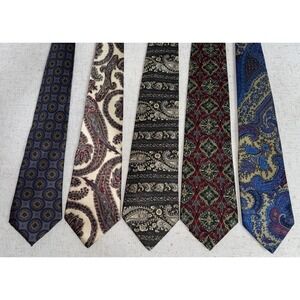 Vintage Men's Neck Tie NeckTie LOT of 5 Silk Pierre Cardin Barrington Structure